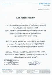Referencje od firmy PNEUMAT